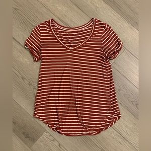 Extra Small American Eagle Red and White Stripped T-Shirt